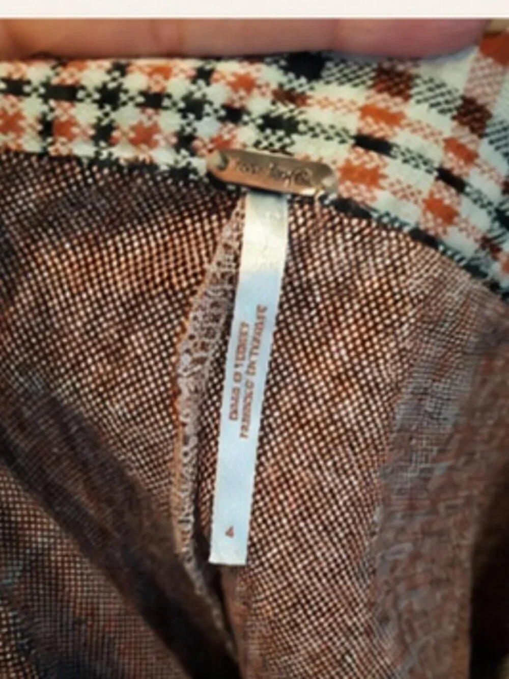 Free People Plaid Wide Leg Pants Size 4 Brown Orange Check Fall Trousers